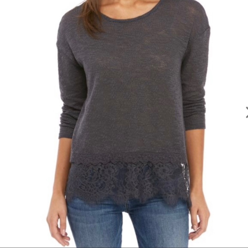 Eyeshadow knit sweater top gray lace bottom  Size  XS